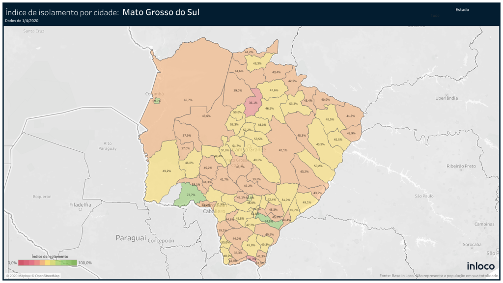 Em MS, sistema inteligente vai monitorar taxa de isolamento social Taxa de isolamento social referente aos municípios