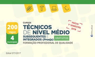 Inscrições para 200 vagas em cursos técnicos seguem até janeiro
