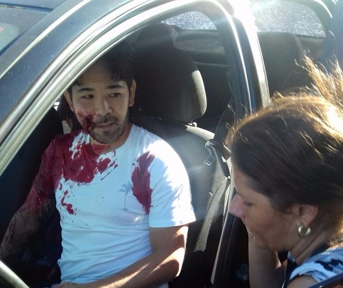 Motorista de Uber que ficou no fogo cruzado em execução. Foto: Whatsapp