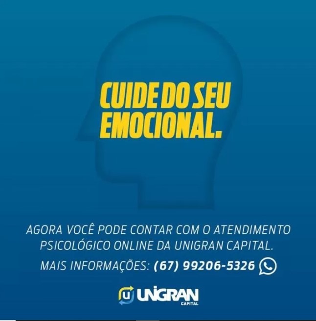Unigran Capital oferece atendimento psicológico gratuito para aliviar efeitos da pandemia Divulgação