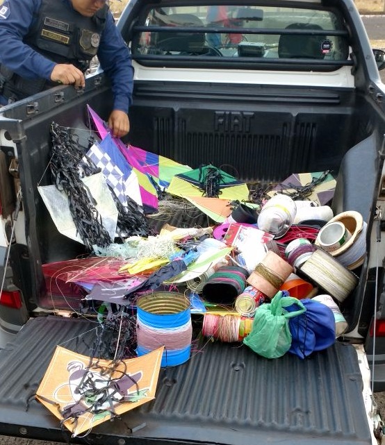 PM e GCM apreendem carretéis com linha chilena durante operação em Campo Grande PM/Divulgação