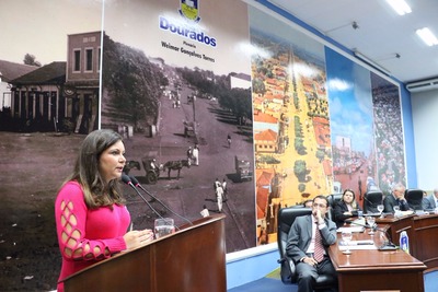 Delegada discursou sobre a importância do combate a violência (Foto: Eder Gonçalves)
