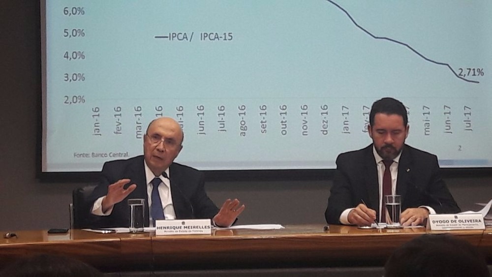Ministros Henrique Meirelles (Fazenda) e Dyogo Oliveira (Planejamento) anunciam proposta para nova meta fiscal (Foto: Alexandro Martello)